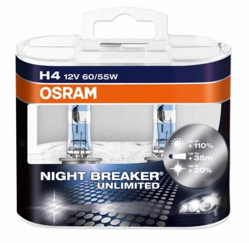Лампа накаливания 12V H4 55-60W Night Breaker Unlimited (2шт) DuoBox