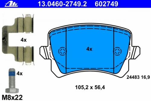 Колодки тормозные AUDI A-3,4,6,TT,Q3/SKODA Octavia/VW Caddy-III, Eos, Golf-V, Jett задн.