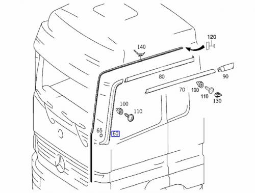 Ветровик MERCEDES Actros R на углу кабины