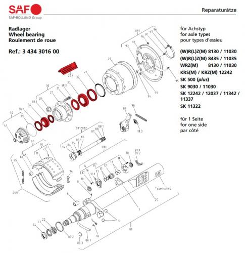 Ремкомплект ступицы SAF SKRS 9030/SK500plus