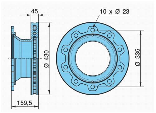 Диск тормозной BPW SB43/КамАЗ 5490 430/290x45/159.5 10n-335-23 OLD