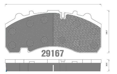 Колодки дисковые 29167 Knorr MB/SCANIA/DAF/IVECO ET/ES/SAF... 248x109.5x30 с выемкой
