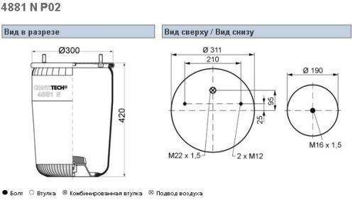 Пневморессора BPW36K 4881NP02- 