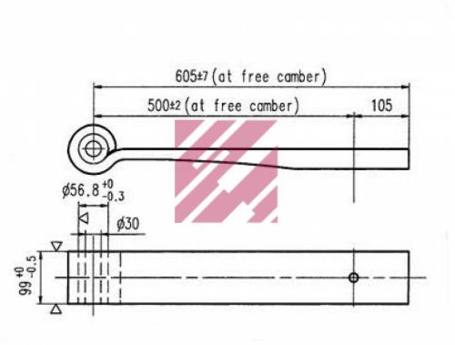 Полурессора BPW 2/38x82x100 500+470/320/50/70 Kr150 лист коренной