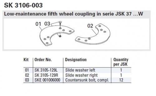 Ремкомплект седла JSK 37CW пластины трения