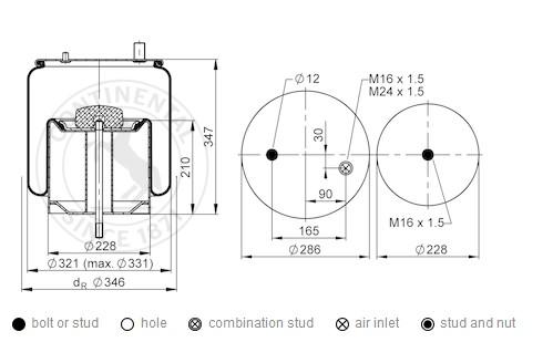 Пневморессора RVI Magnum 4911NP04+