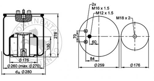 Пневморессора MAN TGA 4882N1P05+ зад/зад