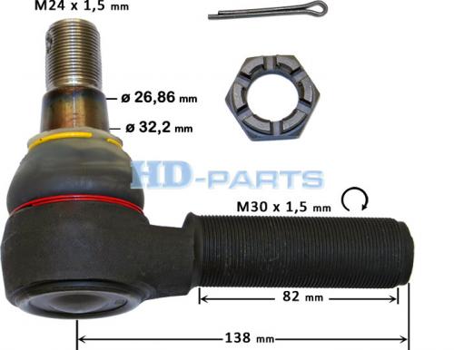 Наконечник рулевой тяги M30x1.5 кон 32 L=135 RHT VOLVO FH12/16/FM7/9/12