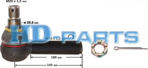 Наконечник рулевой тяги M30x1.5 M20x1.5 /24 L=145 RHT VOLVO FH12/16/FM7/9/12