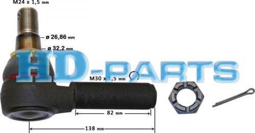 Наконечник рулевой тяги M30x1.5 кон 32 L=135 RHT VOLVO FH12/16/FM7/9/12