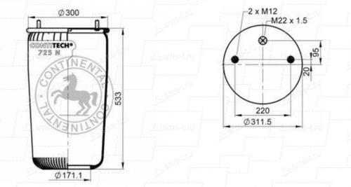 Пневморессора BPW GIGANT 725NP01-