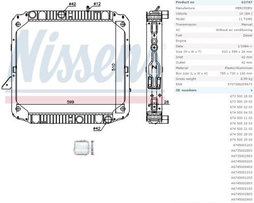 Радиатор системы охлаждения MERCEDES 1114AK/914AK дв. OM366 510x623x33