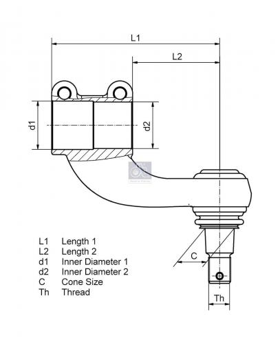 Наконечник рулевой тяги M52x1.5 M20x1.5 /24 L=170 RHT VOLVO