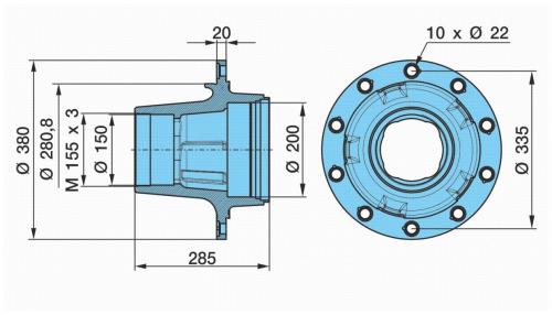 Ступица BPW HZF M155X3 D150/200/280,8 10XD22/335