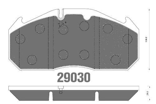 Колодки дисковые 29030 RVI/MAN 250x118x28