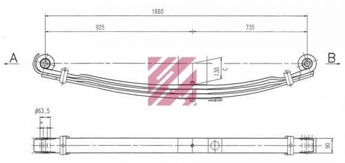 Рессора MAN TGA/TGS 25x90x86 925+740 S24 3-х листовая