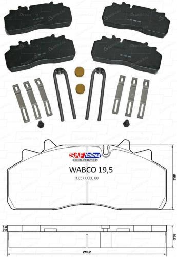 Колодки дисковые 29126 SAF SKRB 9019W 210.5x93x30 (Wabco PAN19)
