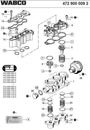 Ремкомплект клапана ECAS MAN TGA/MB/DAF 95XF/RVI/IVECO