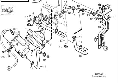 Патрубок отопителя Webasto DW80 VOLVO FH12/16 №15