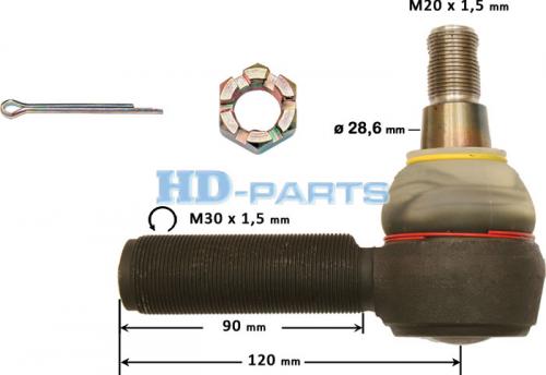 Наконечник рулевой тяги M30x1.5 M20x1.5 /24 L=122 LHT VOLVO