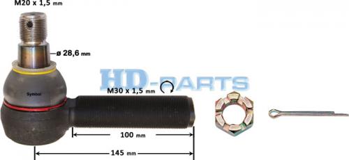 Наконечник рулевой тяги M30x1.5 M20x1.5 /24 L=145 RHT VOLVO FH12/16/FM7/9/12
