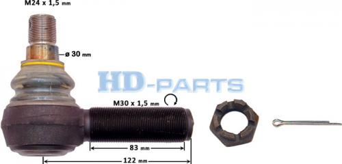 Наконечник рулевой тяги M30x1.5 M24x1.5 /27 L=122 RHT MAN/MB/DAF/SС/IVECO/RVI/SITRAK