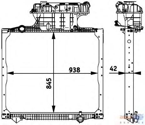 Радиатор системы охлаждения MAN TGA/TGS/TGX/F2000 845x938x42