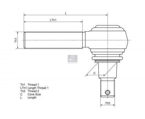 Наконечник рулевой тяги M30x1.5 M27x1.5 /32 L=120 RHT попер. MERCEDES Actros