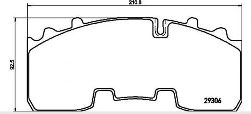 Колодки дисковые 29165 BPW KNORR SB374 210x92.5x30 с выемкой двойной паз