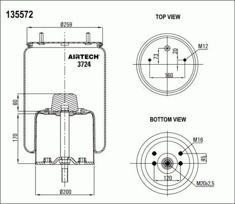 Пневморессора BPW GIGANT 3053 724NP02