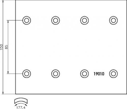 Накладки тормозные DAF 95.1900 420x150 (93685 / L10 6.35x15.9 64) STD 1 REM