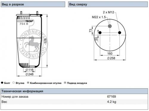 Пневморессора BPW GIGANT 3053 724N