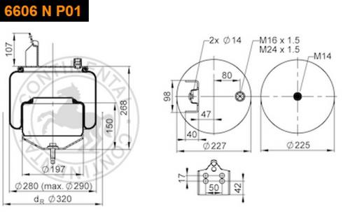 Пневморессора VOLVO FM/FH 6606NP01+ зад/пер