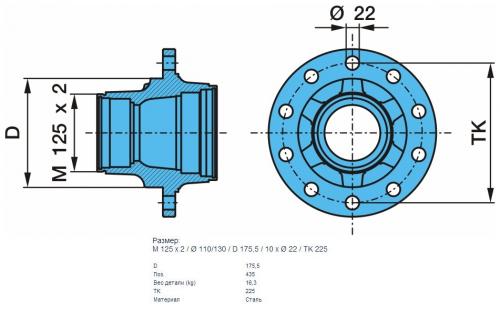 Ступица BPW ECO MAXX 8-9t D=175.5 10n-M22 M125x2