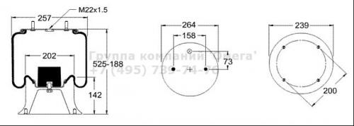 Пневморессора SAF 4004NP03+ 2618 пластиковый стакан