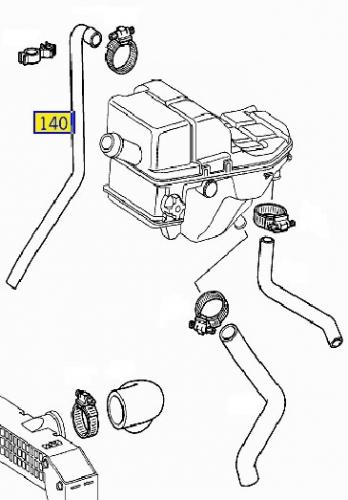 Патрубок расширителя MERCEDES Actros MS отопит контур