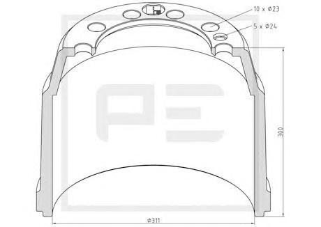 Барабан тормозной SMB С3 311x200 H=300