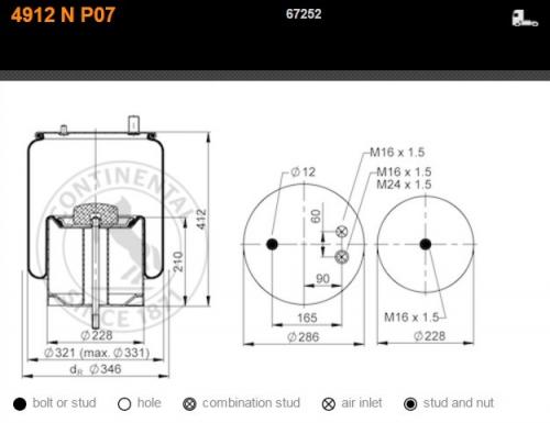 Пневморессора RVI 4912NP07+