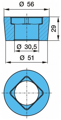 Втулка дышла приварная 30x51/56x29 под квадрат