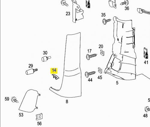 Клипса MERCEDES Actros держатель накладки угла кабины 