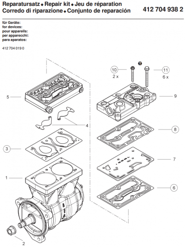 Ремкомплект компрессора VOLVO/RVI wabco 9125140010 прокладки, болты