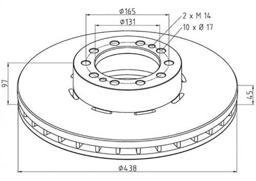 Диск тормозной RVI MAGNUM/PREMIUM 438/131x45/97 10n-165-d17